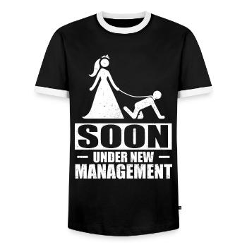 Bachelor bachelor party - Men's Ringer Shirt - black/white - Front - AI Model Female 172 light (172cm) & AI Model Male 178 light (178cm)