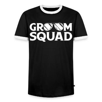 Enterrement de vie de jeune fille et de jeune fille - T-shirt contrasté Homme - noir/blanc - Devant - AI Model Female 172 light (172cm) & AI Model Male 178 light (178cm)