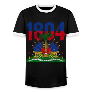 Haiti - Männer Kontrast-T-Shirt - Schwarz/Weiß - Vorne - AI Model Female 172 light (172cm) & AI Model Male 178 light (178cm)
