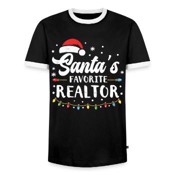 Realtor - Men's Ringer Shirt - black/white - Front - AI Model Female 172 light (172cm) & AI Model Male 178 light (178cm)