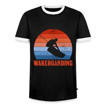 Wakeboard - T-shirt contrasté Homme - noir/blanc - Devant - AI Model Female 172 light (172cm) & AI Model Male 178 light (178cm)