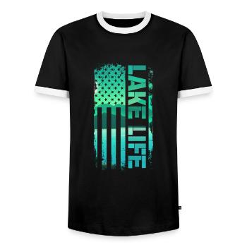 Wakeboard Wakeboarder Wakeboard Cadeau - T-shirt contrasté Homme - noir/blanc - Devant - AI Model Female 172 light (172cm) & AI Model Male 178 light (178cm)