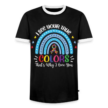 Autisme - T-shirt contrasté Homme - noir/blanc - Devant - AI Model Female 172 light (172cm) & AI Model Male 178 light (178cm)