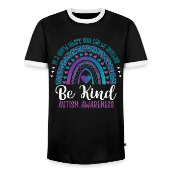 Autisme - T-shirt contrasté Homme - noir/blanc - Devant - AI Model Female 172 light (172cm) & AI Model Male 178 light (178cm)