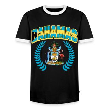 Bahamas Île des Caraïbes Cadeau d’été de l’Atlantique - T-shirt contrasté Homme - noir/blanc - Devant - AI Model Female 172 light (172cm) & AI Model Male 178 light (178cm)