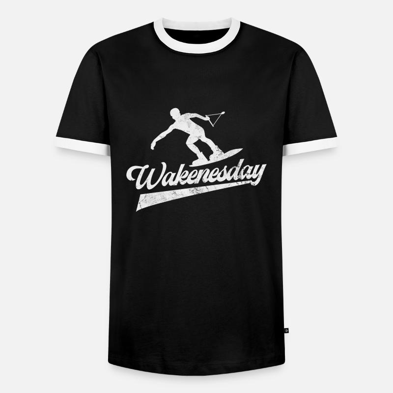Wakeboard - Männer Kontrast-T-Shirt - Schwarz/Weiß
