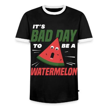 Melon pastèque Fruit d’été Cadeau végétalien - T-shirt contrasté Homme - noir/blanc - Devant - AI Model Female 172 light (172cm) & AI Model Male 178 light (178cm)