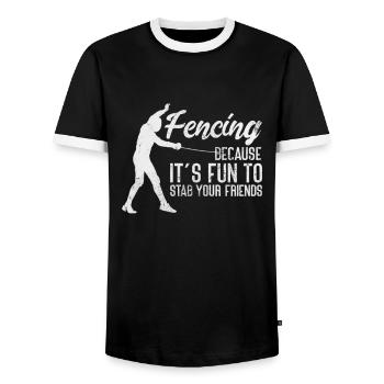 Fechten - Männer Kontrast-T-Shirt - Schwarz/Weiß - Vorne - AI Model Female 172 light (172cm) & AI Model Male 178 light (178cm)