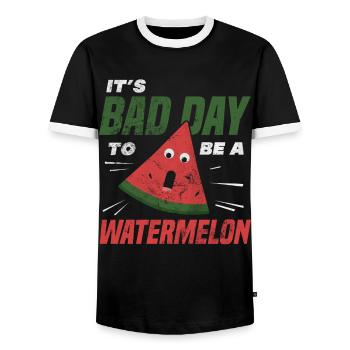 Watermelon - Men's Ringer Shirt - black/white - Front - AI Model Female 172 light (172cm) & AI Model Male 178 light (178cm)
