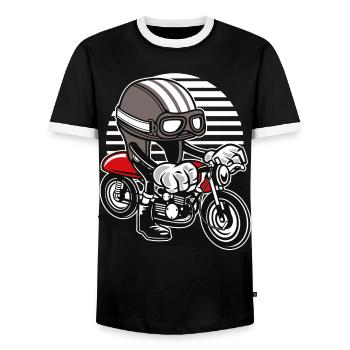 COMIC CAFERACER - Cartoon Cartoon Shirt Motif - Men's Ringer Shirt - black/white - Front - AI Model Female 172 light (172cm) & AI Model Male 178 light (178cm)