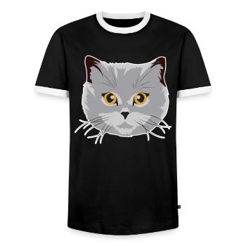 Wunderschöne Britisch Kurzhaar Katze BKH Geschenk - Männer Kontrast-T-Shirt - Schwarz/Weiß - Vorne - AI Model Female 172 light (172cm) & AI Model Male 178 light (178cm)