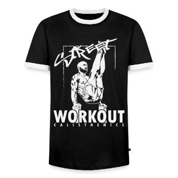 Calisthenics "Street Workout" Muskeltraining - Männer Kontrast-T-Shirt - Schwarz/Weiß - Vorne - AI Model Female 172 light (172cm) & AI Model Male 178 light (178cm)