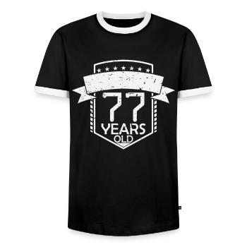 77e anniversaire Schnapszahl - T-shirt contrasté Homme - noir/blanc - Devant - AI Model Female 172 light (172cm) & AI Model Male 178 light (178cm)