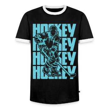 Hockey is passion - Men's Ringer Shirt - black/white - Front - AI Model Female 172 light (172cm) & AI Model Male 178 light (178cm)