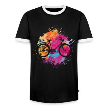 Vélo vintage avec des taches de peinture - T-shirt contrasté Homme - noir/blanc - Devant - AI Model Female 172 light (172cm) & AI Model Male 178 light (178cm)