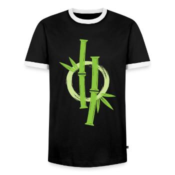 Bambus japanischer Enso Kreis - Männer Kontrast-T-Shirt - Schwarz/Weiß - Vorne - AI Model Female 172 light (172cm) & AI Model Male 178 light (178cm)