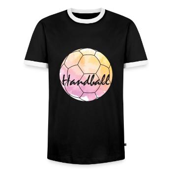Handball is everything - Men's Ringer Shirt - black/white - Front - AI Model Female 172 light (172cm) & AI Model Male 178 light (178cm)