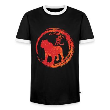Tiger chinese zodiac - Men's Ringer Shirt - black/white - Front - AI Model Female 172 light (172cm) & AI Model Male 178 light (178cm)