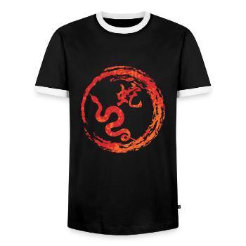 Snake chinese zodiac - Men's Ringer Shirt - black/white - Front - AI Model Female 172 light (172cm) & AI Model Male 178 light (178cm)