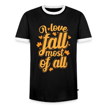 Automne "J'aime l'automne par-dessus tout" - T-shirt contrasté Homme - noir/blanc - Devant - AI Model Female 172 light (172cm) & AI Model Male 178 light (178cm)