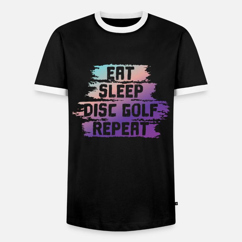 Eat Sleep Discgolf Repeat - Männer Kontrast-T-Shirt - Schwarz/Weiß