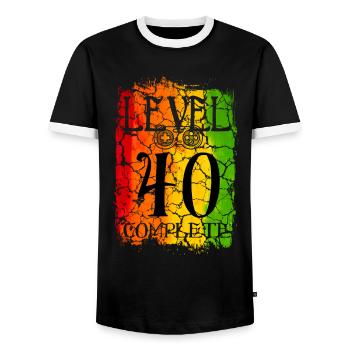 40th Birthday Gamer Level 40 complete - Men's Ringer Shirt - black/white - Front - AI Model Female 172 light (172cm) & AI Model Male 178 light (178cm)