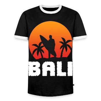 Surf surf surf de Bali Surf surfergirl - T-shirt contrasté Homme - noir/blanc - Devant - AI Model Female 172 light (172cm) & AI Model Male 178 light (178cm)