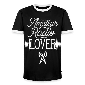 Amateur radio lover amateur radio operator RAdio - Men's Ringer Shirt - black/white - Front - AI Model Female 172 light (172cm) & AI Model Male 178 light (178cm)