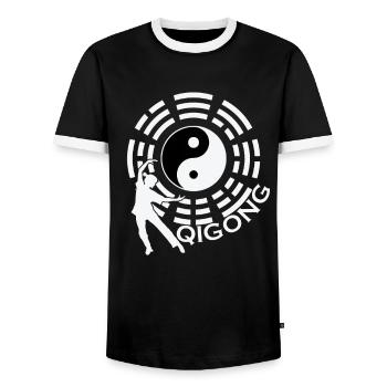 Qigong Yin et Yang - T-shirt contrasté Homme - noir/blanc - Devant - AI Model Female 172 light (172cm) & AI Model Male 178 light (178cm)