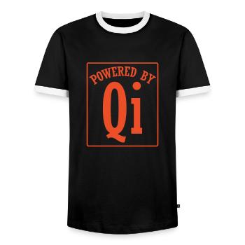 Qigong Powered By Qi oder Chi - Männer Kontrast-T-Shirt - Schwarz/Weiß - Vorne - AI Model Female 172 light (172cm) & AI Model Male 178 light (178cm)