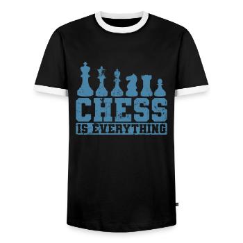 Chess is Everything Pièces d’échecs - T-shirt contrasté Homme - noir/blanc - Devant - AI Model Female 172 light (172cm) & AI Model Male 178 light (178cm)