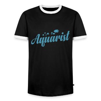 Aquarium Aquarist - Men's Ringer Shirt - black/white - Front - AI Model Female 172 light (172cm) & AI Model Male 178 light (178cm)