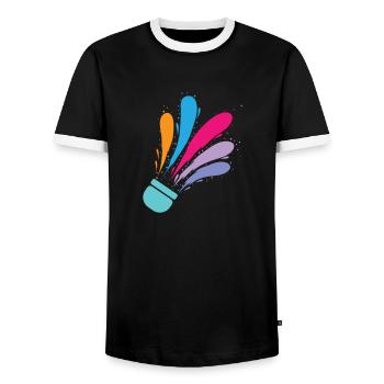 colorful badminton badminton badminton sport - Men's Ringer Shirt - black/white - Front - AI Model Female 172 light (172cm) & AI Model Male 178 light (178cm)