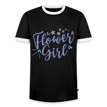 Fleur Fille Mariage Mariée Fleurs Mariage - T-shirt contrasté Homme - noir/blanc - Devant - AI Model Female 172 light (172cm) & AI Model Male 178 light (178cm)