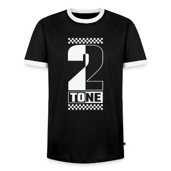 Ska Music 2-Tone Swing Jazz Music Style - Men's Ringer Shirt - black/white - Front - AI Model Female 172 light (172cm) & AI Model Male 178 light (178cm)