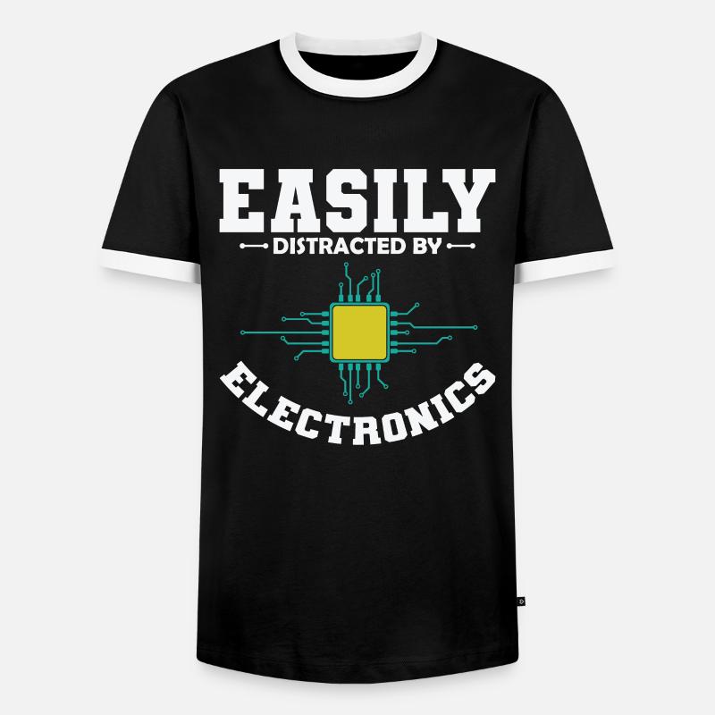 Easily Distracted By Electronics Profession - Men's Ringer Shirt - black/white