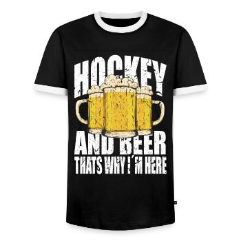 Hockey and beer saying funny - Men's Ringer Shirt - black/white - Front - AI Model Female 172 light (172cm) & AI Model Male 178 light (178cm)