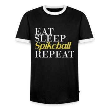 Eat Sleep Spikeball Repeat Roundball - Männer Kontrast-T-Shirt - Schwarz/Weiß - Vorne - AI Model Female 172 light (172cm) & AI Model Male 178 light (178cm)