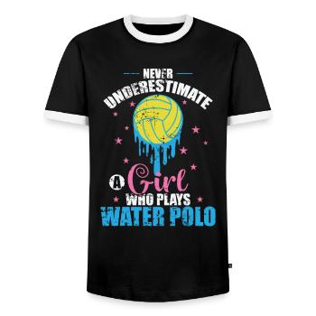 Never underestimate a Girl who play Water Polo - Men's Ringer Shirt - black/white - Front - AI Model Female 172 light (172cm) & AI Model Male 178 light (178cm)