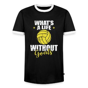 What's Life without Goals Water Polo - Men's Ringer Shirt - black/white - Front - AI Model Female 172 light (172cm) & AI Model Male 178 light (178cm)