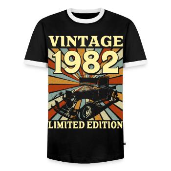 Vintage 40 Ans 1982 40e Anniversaire - T-shirt contrasté Homme - noir/blanc - Devant - AI Model Female 172 light (172cm) & AI Model Male 178 light (178cm)