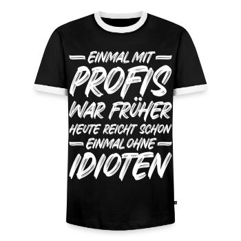 Einmal mit Profis war früher - Männer Kontrast-T-Shirt - Schwarz/Weiß - Vorne - AI Model Female 172 light (172cm) & AI Model Male 178 light (178cm)