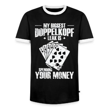 Ma plus grande fuite Doppelkopf est de dépenser votre argent - T-shirt contrasté Homme - noir/blanc - Devant - AI Model Female 172 light (172cm) & AI Model Male 178 light (178cm)