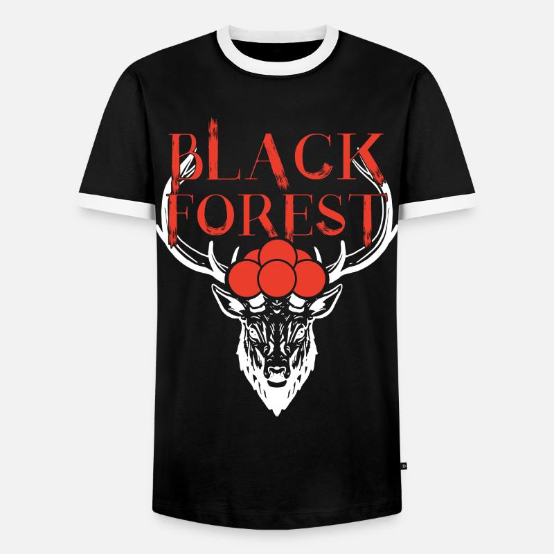 Black Forest Deer - Men's Ringer Shirt - black/white