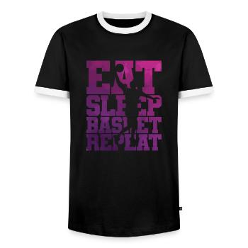 Eat Sleep Basketball Repeat Ballsport USA - Men's Ringer Shirt - black/white - Front - AI Model Female 172 light (172cm) & AI Model Male 178 light (178cm)