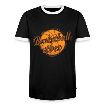 Basketball Vibes Ball Sports America USA - Men's Ringer Shirt - black/white - Front - AI Model Female 172 light (172cm) & AI Model Male 178 light (178cm)