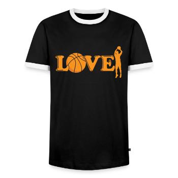 Love Basketball Ball Sports Amérique États-Unis - T-shirt contrasté Homme - noir/blanc - Devant - AI Model Female 172 light (172cm) & AI Model Male 178 light (178cm)