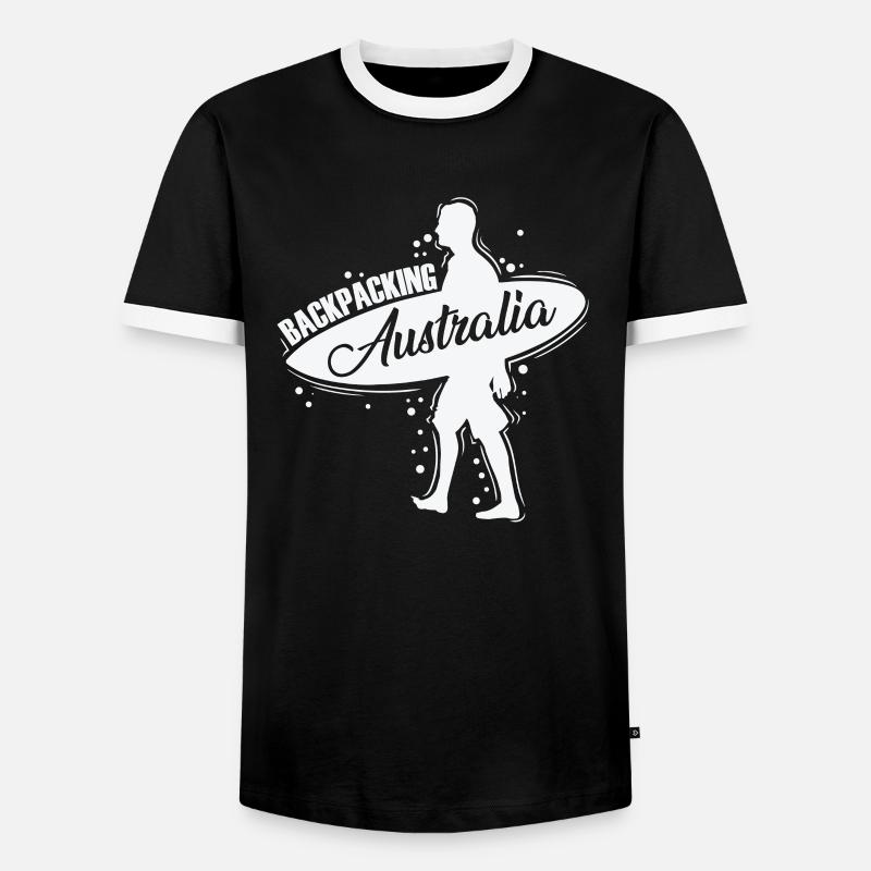 Backbacking Australia Outback Adventure - Men's Ringer Shirt - black/white