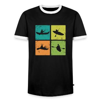 Kayak and Canoe Boat Paddle Boat Canoeing - Men's Ringer Shirt - black/white - Front - AI Model Female 172 light (172cm) & AI Model Male 178 light (178cm)