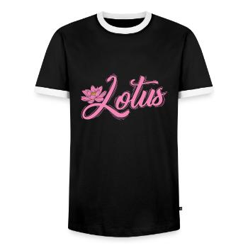 Lotus Lotus Flower Plant Flower Garden - Men's Ringer Shirt - black/white - Front - AI Model Female 172 light (172cm) & AI Model Male 178 light (178cm)